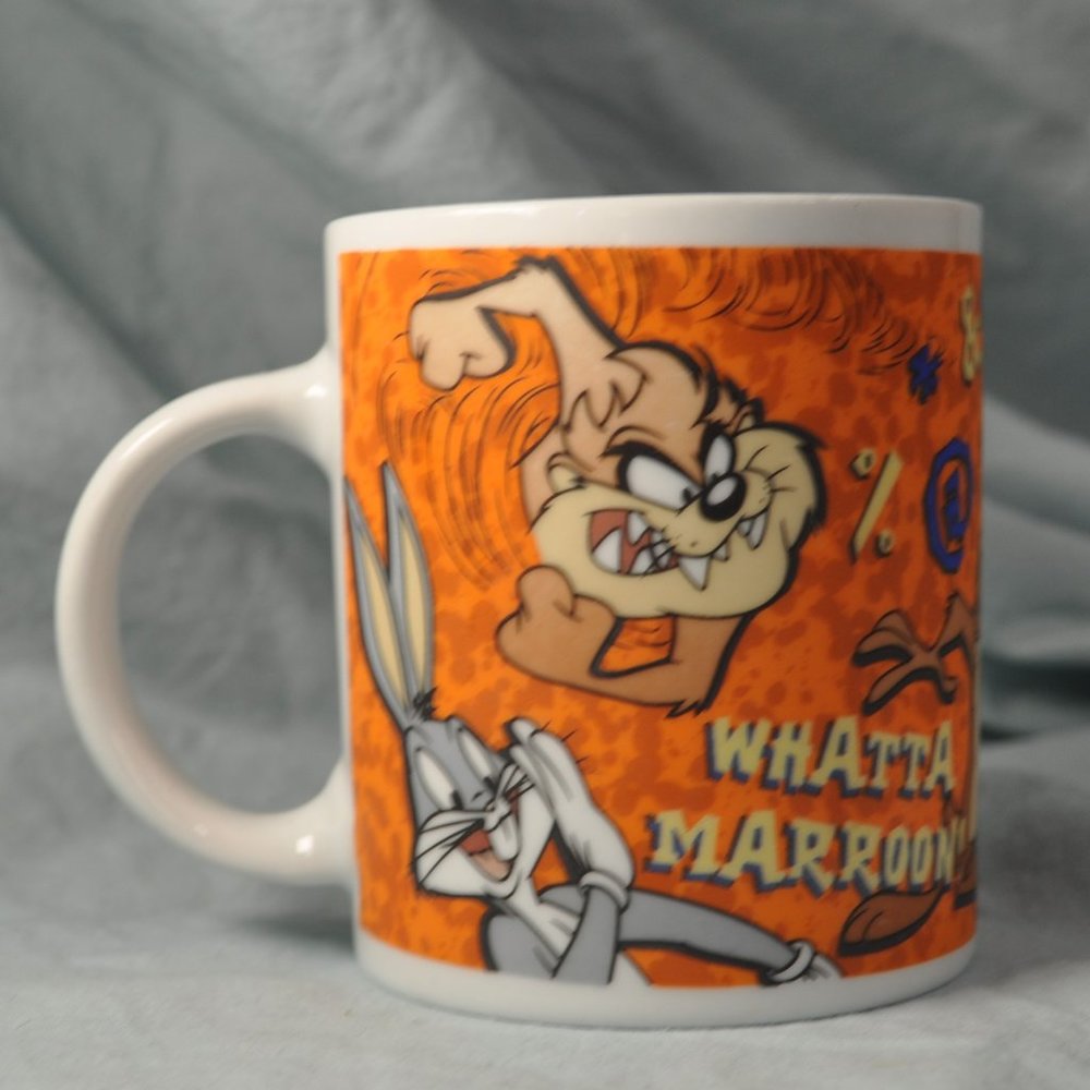 12 oz mug salton vintage 1998 looney tunes bugs taz (w855)